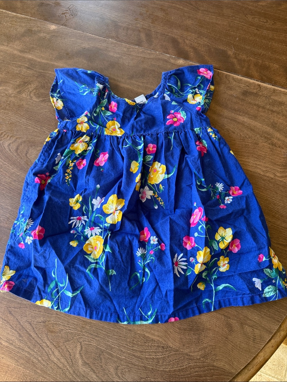 Old Navy Royal Blue Floral Cap-Sleeve Dress